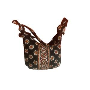 Vera Bradley Black & Orange Floral Pirouette Top Zip Shoulder Bag Women